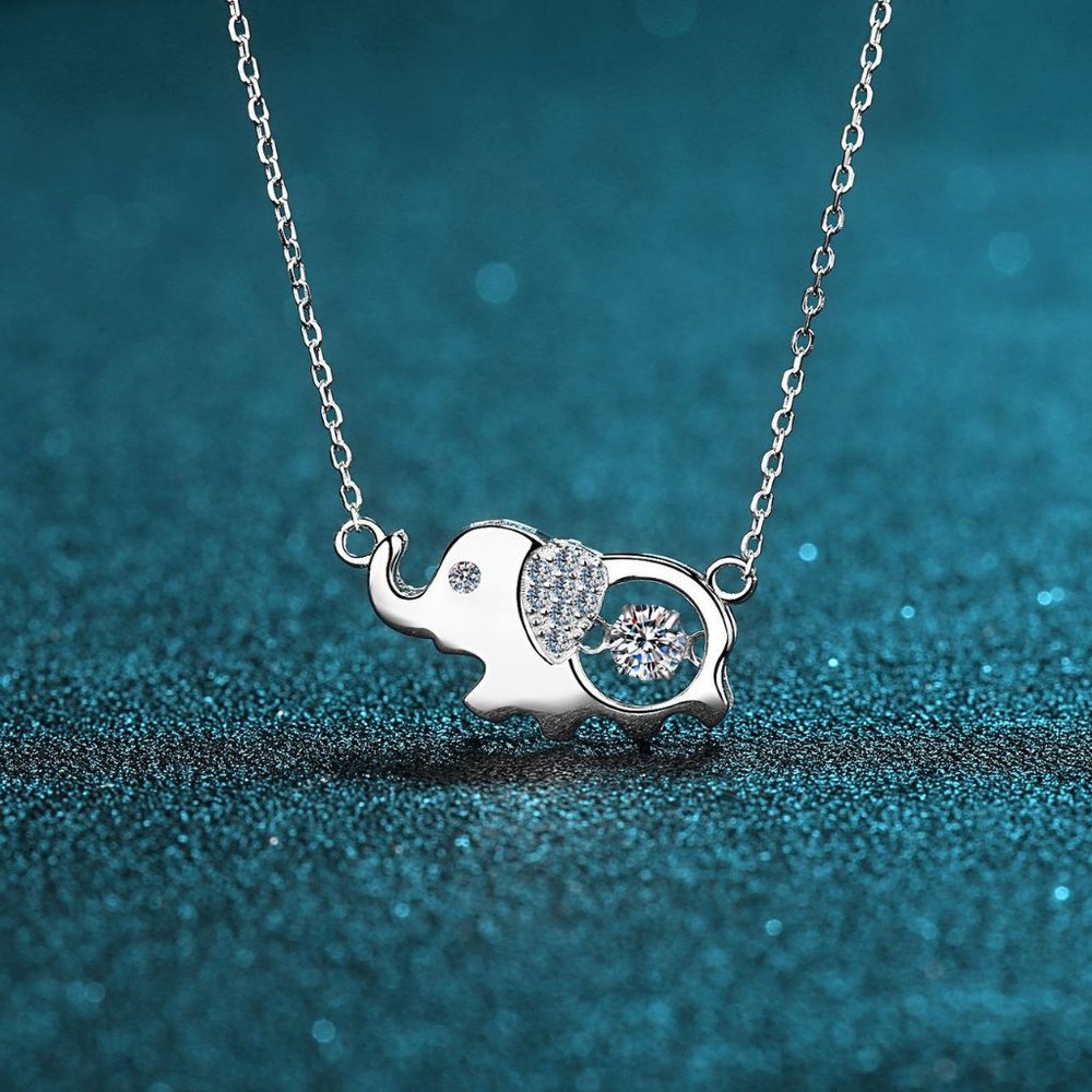 Certified 1/2 ct. t.w. Moissanite Diamond Elephant Necklace NEW - Picture 3 of 9